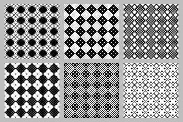 Seamless geometrical diagonal square pattern background set - abstract vector graphic designs from rounded squares