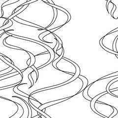 Seamless vector pattern with wavy ribbons on a white background. Line art.