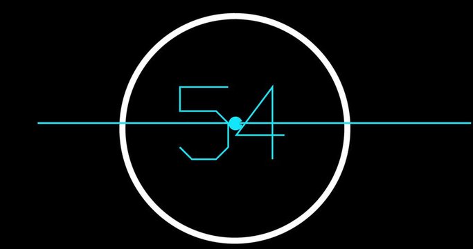 Countdown by one minute up to 0, hitech graphics on black background with cursor and time scroll bar. Flat and modern design with bright colors. Count Down in 4K from 60 to 0