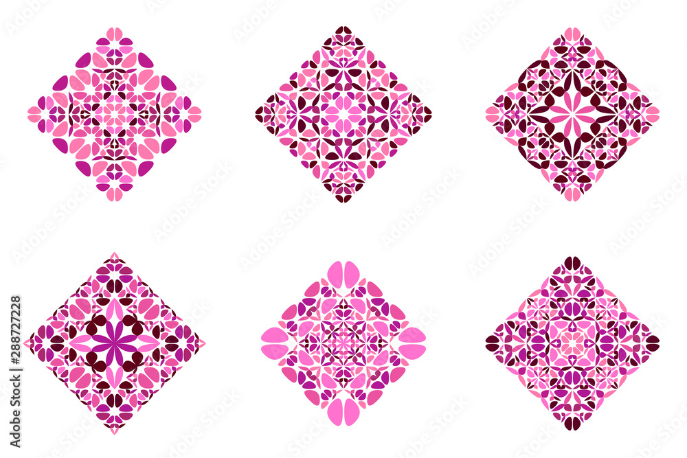 Poster geometrical floral square shape set - abstract geometric squared colorful vector elements