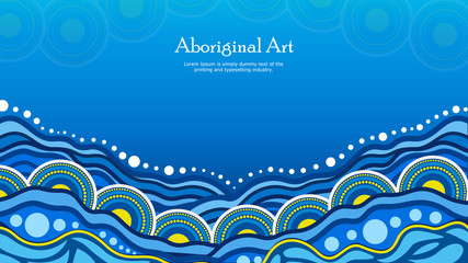 Aboriginal dot art vector banner with text.