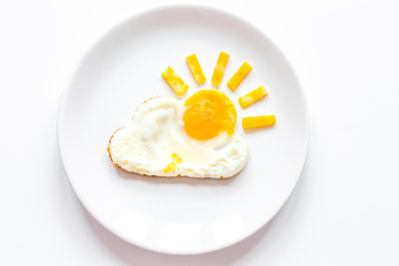sunshine fried eggs breakfast for kid on white background