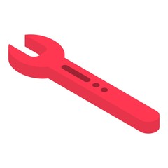 Red wrench icon. Isometric of red wrench vector icon for web design isolated on white background