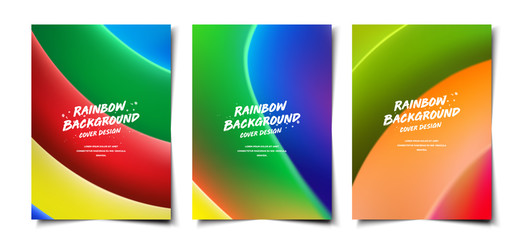 Set of colorful rainbow realistic 3d abstract background layout, cover, poster, wallpaper design template vector