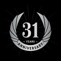 31 years anniversary celebration logotype. Elegant anniversary design. Thirty-one years logo.