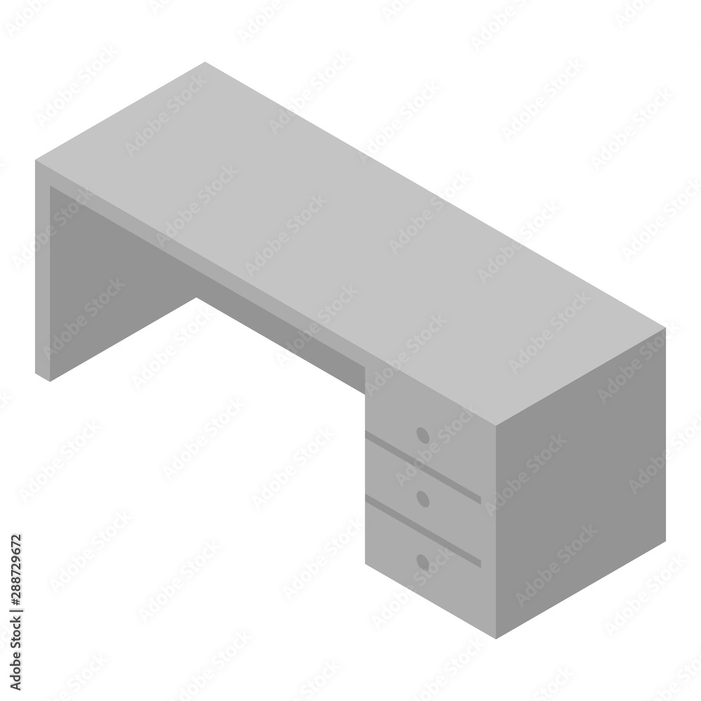 Poster office table icon. isometric of office table vector icon for web design isolated on white background