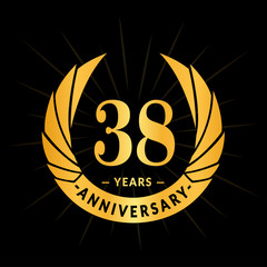 38 years anniversary celebration logotype. Elegant anniversary design. Thirty-eight years logo.