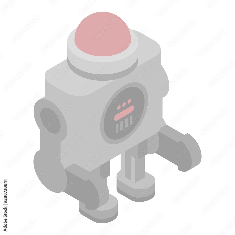 Poster red button robot icon. isometric of red button robot vector icon for web design isolated on white ba