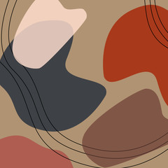 Hand painted abstract design with brush strokes, textures and shapes in bright colors. Creative and modern illustration, wall art, greeting card, packaging design.