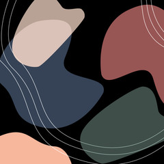 Hand painted abstract design with brush strokes, textures and shapes in bright colors. Creative and modern illustration, wall art, greeting card, packaging design.