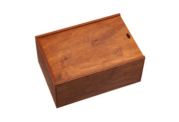 Wooden box isolated on white background.