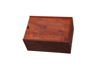 Wooden box isolated on white background.