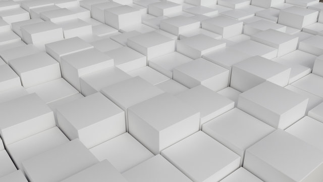 White cubes as abstract background - 3D Rendering © crevis