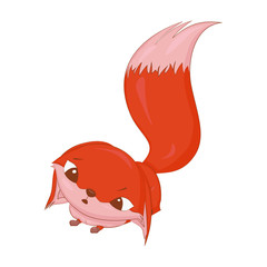 Cute fox isolated vector clip-art, cartoon character cute design.