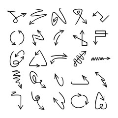doodle and hand drawn arrow icons set