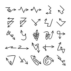 doodle and hand drawn arrow icons set