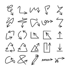 doodle and hand drawn arrow icons set