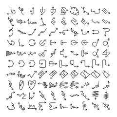 doodle and hand drawn arrow icons set