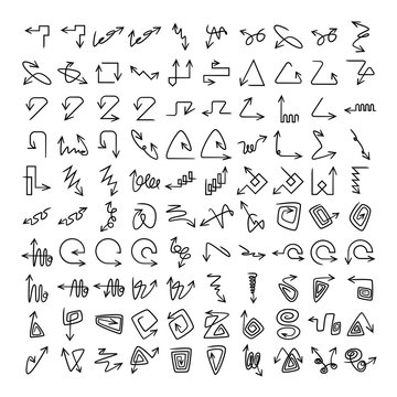 doodle and hand drawn arrow icons set