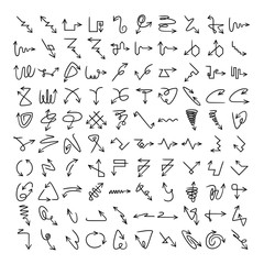 doodle and hand drawn arrow icons set