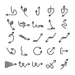 doodle and hand drawn arrow icons set