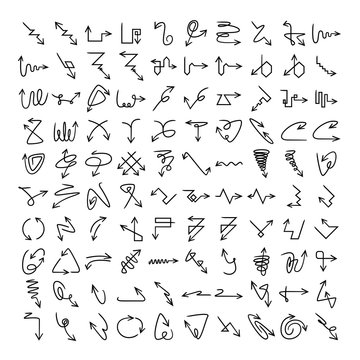 doodle and hand drawn arrow icons set
