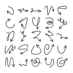 doodle and hand drawn arrow icons set