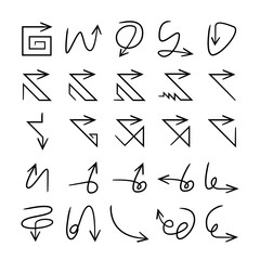 doodle and hand drawn arrow icons set
