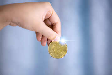 Fototapeta premium Bitcoins in hand