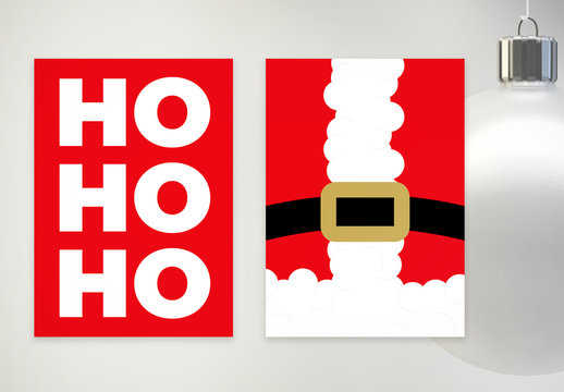 Santa Claus Christmas Card Layout with Graphic Elements