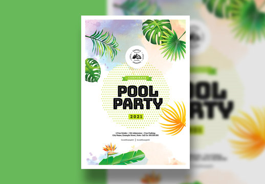 Event Poster Layout with Tropical Plant Illustration Elements