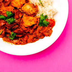 Indian Style Chicken Jalfrezi Curry With Rice