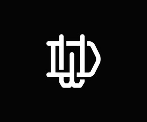 Fototapeta na wymiar Initial letter D and W, WD, DW, overlapping interlock logo, monogram line art vintage style on black background