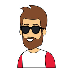 young man with beard and sunglasses urban style