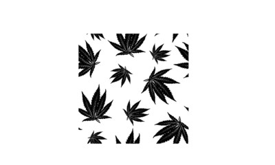Vector black cannabis leaf seamless pattern
