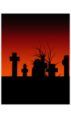 Vector cemetery haloween silhouette background