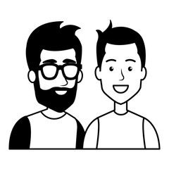 young men friends with urban style characters