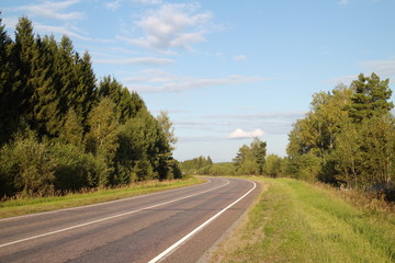road in the countryside on a summer evening