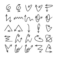 doodle and hand drawn arrow icons set
