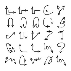doodle and hand drawn arrow icons set