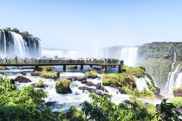Tourists at Iguazu Falls, Foz do Iguacu, Brazil