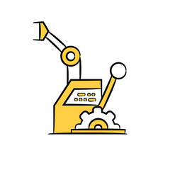 robotic arm in manufacturing process icon