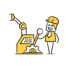 engineer control machine yellow stick figure theme