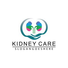 Kidney Care Logo design template vector.