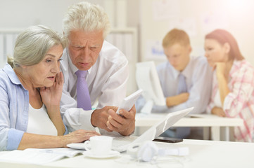 Portrait of successful senior businesspeople working together