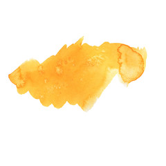 Abstract orange color spot isolated on white background. Hand drawn watercolor illustration.