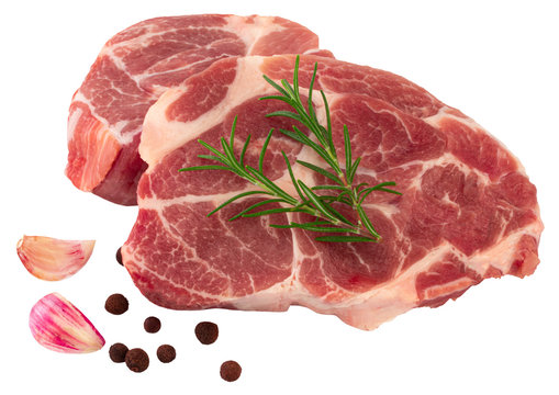 fresh raw steak isolated on white background. Clipping Path