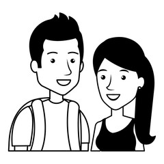 young couple urban style characters