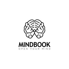 Mind and book logos for the brain fun