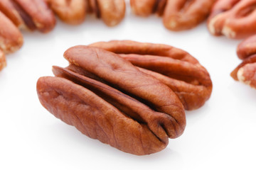 nut pecans on a white background isolated